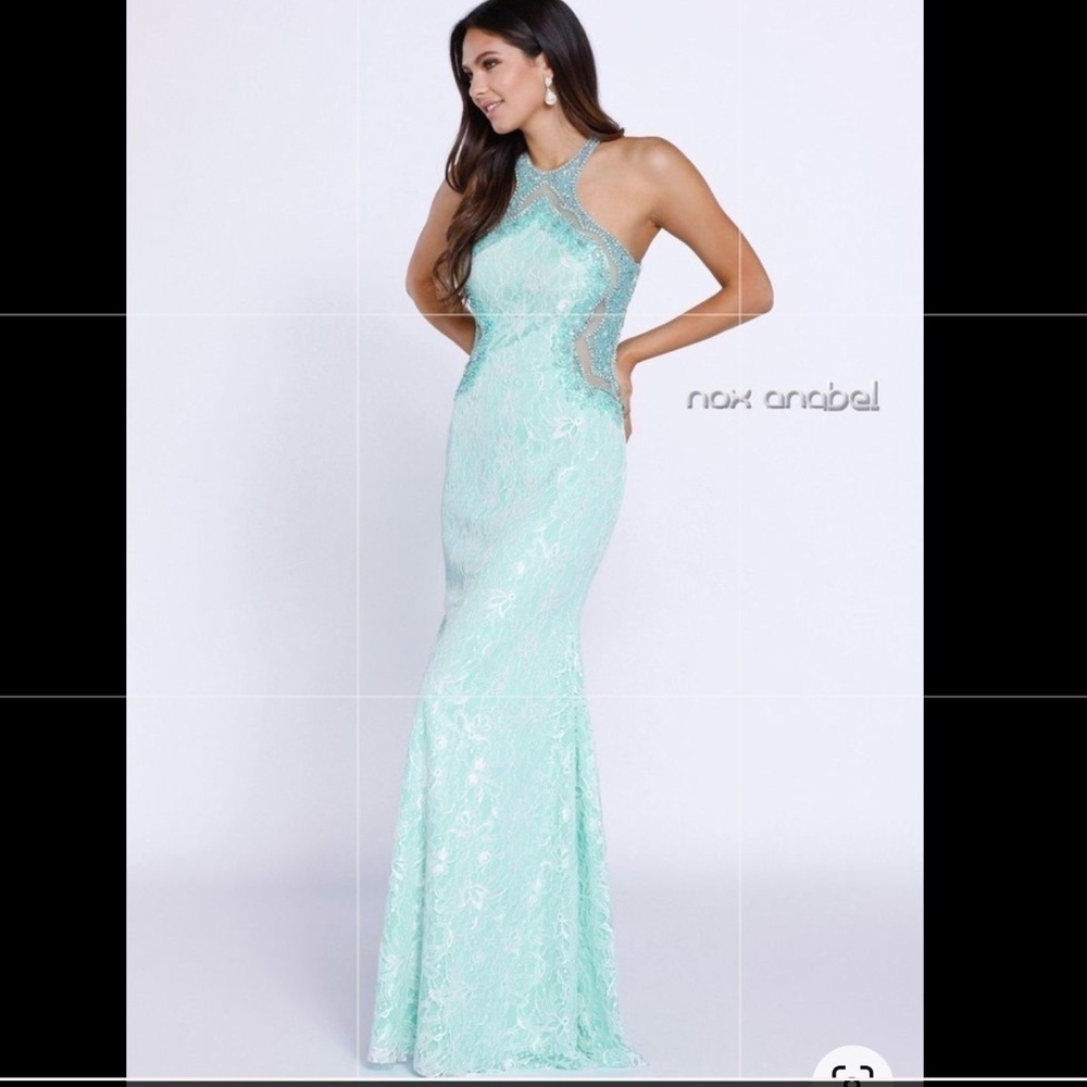 Mint Green Beaded Lace By Nox Anabel Size XS With Flaws